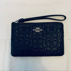 Coach Leather and Embossed Glitter Wristlet